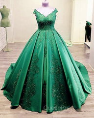 Ball Gown Quinceanera Dresses Sequins Lace V Neck