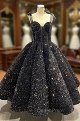 Ball Gown Sequins Straps Short Litter Evening Prom Dresses