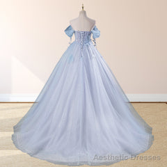 Ball-Gown Tulle Sweetheart Floor-Length Pearls Butterflies Quinceanera Dress with Appliqued