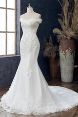 Beaded Embroidered Off-The-Shoulder Wedding Dresses