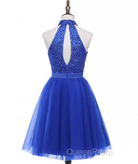 Beading Keyhole Back Homecoming Dresses