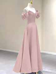 Beautiful A-Line Straps Pink Long Evening Prom Dresses