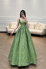 Beautiful Ball Gown Green Lace Evening Prom Gown Long Evening Prom Dresses