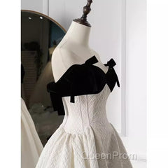 Beautiful Ball Gown Straps White Lace Long Evening Prom Dresses