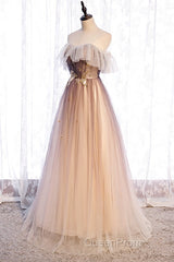 Beautiful Gradient Tulle With Straps Sweetheart Party Dresses, A-Line Tulle Evening Dresses Evening Prom Dresses