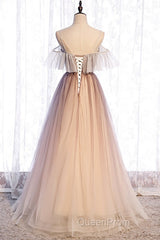 Beautiful Gradient Tulle With Straps Sweetheart Party Dresses, A-Line Tulle Evening Dresses Evening Prom Dresses
