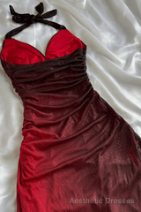 Beautiful Halter Birthday Party Dresses Red Prom Dresses