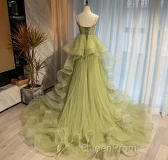 Beautiful Light Green Sweetheart Layers Princess Formal Gown, Green Tulle Long Party Dresses Evening Prom Dresses