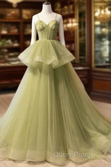 Beautiful Light Green Sweetheart Layers Princess Formal Gown, Green Tulle Long Party Dresses Evening Prom Dresses