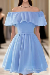 Beautiful Light Off Shoulder Knee Length Bridesmaid Dresses, Party Dresses