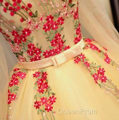 Beautiful Light Yellow Long Sleeves Quinceanera Dresses, Ball Gown Sweet 16 Dresses