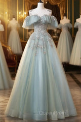 Beautiful Mint Blue Round Neckline Party Dresses, Tulle With Sweet 16 Dresses Evening Prom Dresses