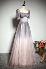Beautiful Pink Gradient Beaded Sweetheart Long Evening Prom Dresses, Tulle Evening Dresses