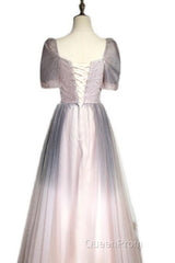 Beautiful Pink Gradient Beaded Sweetheart Long Evening Prom Dresses, Tulle Evening Dresses