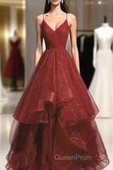 Beautiful Wine Red Velvet Straps V-Neckline Party Dresses Evening Prom Dresses, Long Evening Dresses