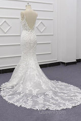 Best Spaghetti Strap Appliques Mermaid Wedding Dresses