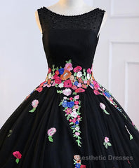 Black Tulle Long Prom Gown Black Evening Dress