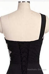 Black and Blue Gradient Chiffon Beaded Party Dress, A-line Chiffon Homecoming Dress