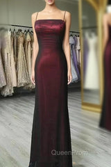 Black and Red Square Neckline Party Dresses, Black and Red Long Evening Prom Dresses