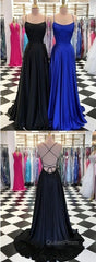 Black And Royal Blue Evening Prom Dresses, Evening Gown, Graduation School Party Dresses, Winter Formal Dresses
