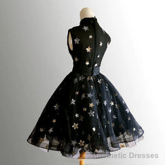 Black High Neckline Short Tulle Prom Dress Black Homecoming Dress Formal Dress prom dresses shops