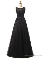 Black Lace Beading Scoop Sleeveless Bridesmaid Dress