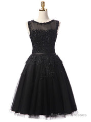 Black Lace Short Beaded Homecoming Dress