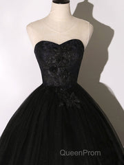 Black Long Evening Prom Dresses, Black Lace Formal Evening Dresses