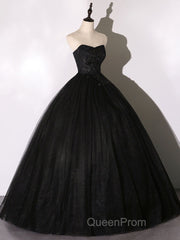 Black Long Evening Prom Dresses, Black Lace Formal Evening Dresses