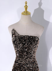 Black Mermaid Sequins Long Evening Prom Dresses, Black Evening Dresses Party Dresses