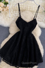 Black Short Homecoming Dresses A Line Mini Dresses
