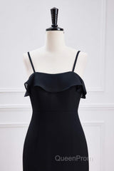 Black Straps Ruffle Multi-Layer Chiffon Maxi Dresses