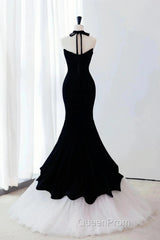 Black Sweetheart Mermaid Tulle Evening Prom Dresses
