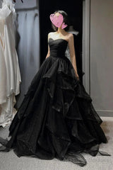 Black Sweetheart Tulle Ball Gown Formal Dress Black Long Prom Dress prom dresses shops