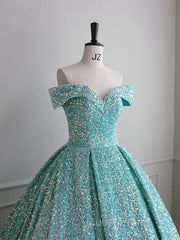 Blue Green Velvet Sequin Long Evening Prom Dresses, Velvet Formal Dresses