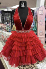 Blue Halter Multi-Layered Tulle Homecoming Dresses