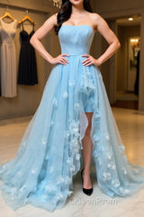 Blue sweetheart tulle long Evening Prom Dresses, blue tulle evening Dresses