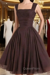 Brown A-Line Short Evening Prom Dresses, Brown Short Evening Dresses