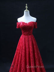 Burgundy A line lace tulle beads long Evening Prom Dresses, burgundy bridesmaid Dresses