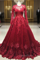 Burgundy Lace Evening Prom Dresses