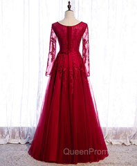 Burgundy Long Evening Prom Dresses, Burgundy Evening Bridesmaid Dresses