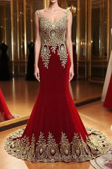 Burgundy Mermaid Beads Lace Appliques Chiffon Long Evening Prom Dresses, Burgundy Mermaid Formal Dresses, Evening Dresses