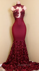Burgundy mermaid Evening Prom Dresses, long evening gowns