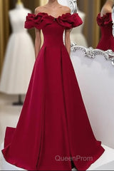 Burgundy Off Shoulder Long A Line Evening Prom Dresses Evening Dresses
