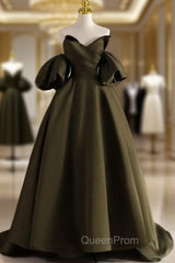 Burgundy Satin Strapless Puff Sleeve Evening Prom Dresses