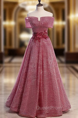 Burgundy Sequins Off the Shoulder Appliques Evening Prom Dresses