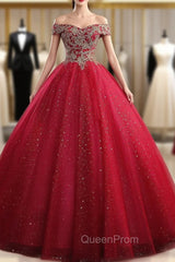 Burgundy Sequins Tulle Beading Quinceanera Dresses