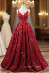 Burgundy Tulle Appliques Straps Beading Evening Prom Dresses