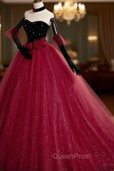 Burgundy Tulle Long Evening Prom Dresses A line Burgundy Graduation Dresses
