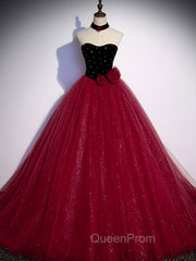 Burgundy Tulle Long Evening Prom Dresses A line Burgundy Graduation Dresses